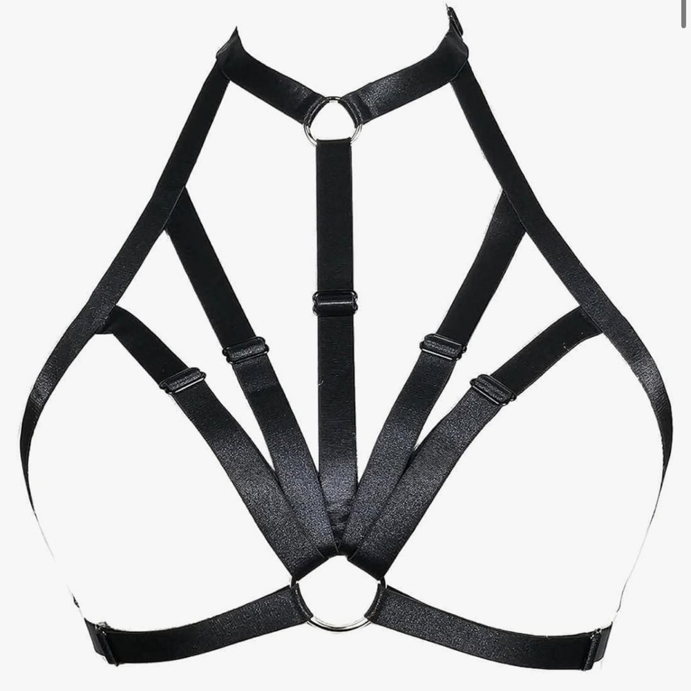 Body harness cage bra strappy sexy vixen fetish doll goth stretchy caged bondage